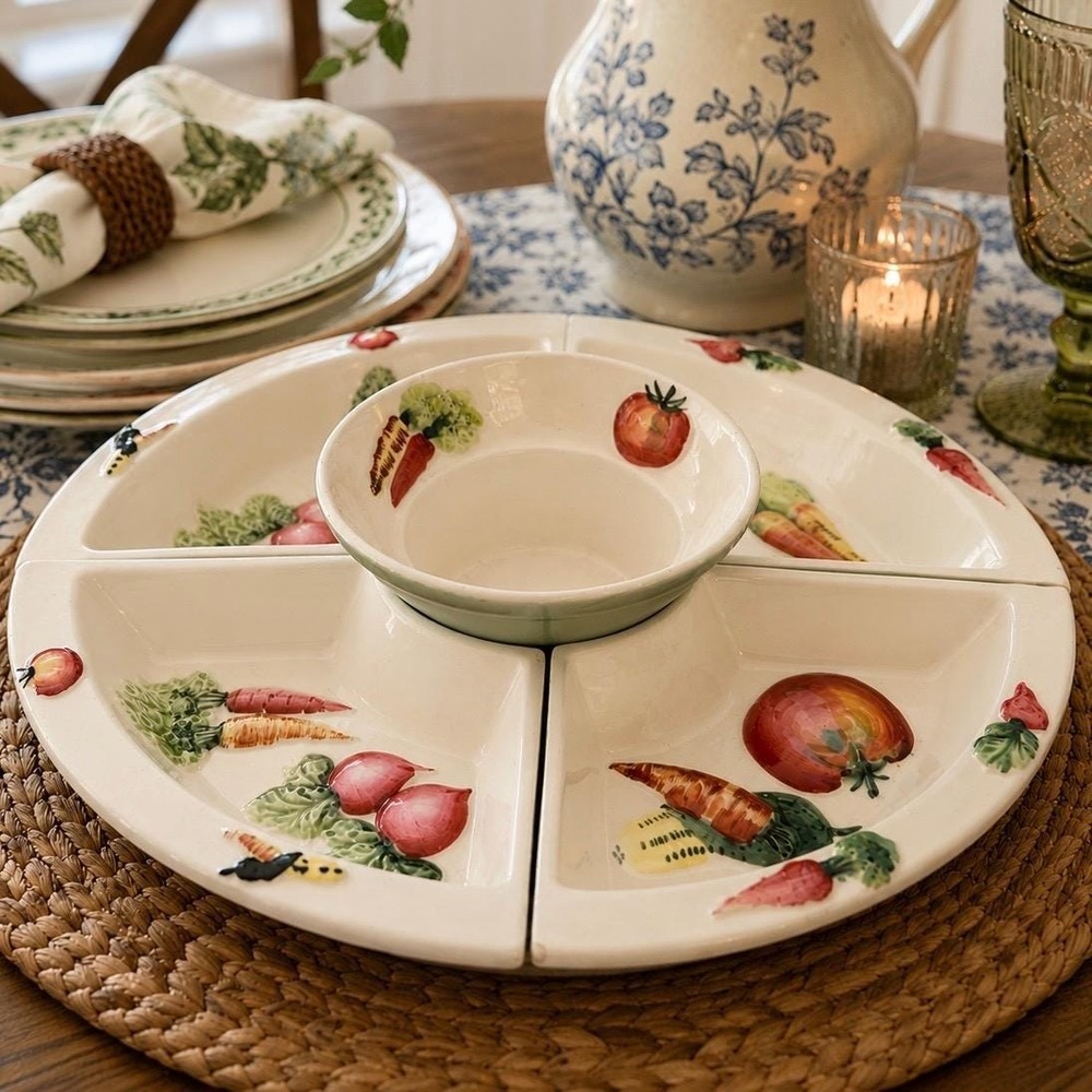 Table Centerpiece Nasco Del Coronado Relish Tray Ceramic Vegetable MCM VTG 50s